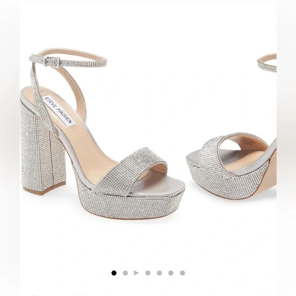 Steve Madden Lessa Rhinestone Block Heel Sandal  - 9 - Picture 2 of 7